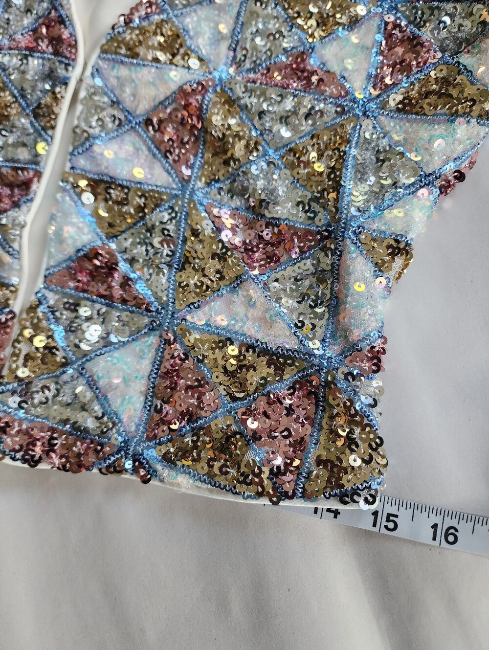 12TH TRIBE Nixie Multicolor Sequin Vest Geometric Cropped Size Small - Picture 13 of 13